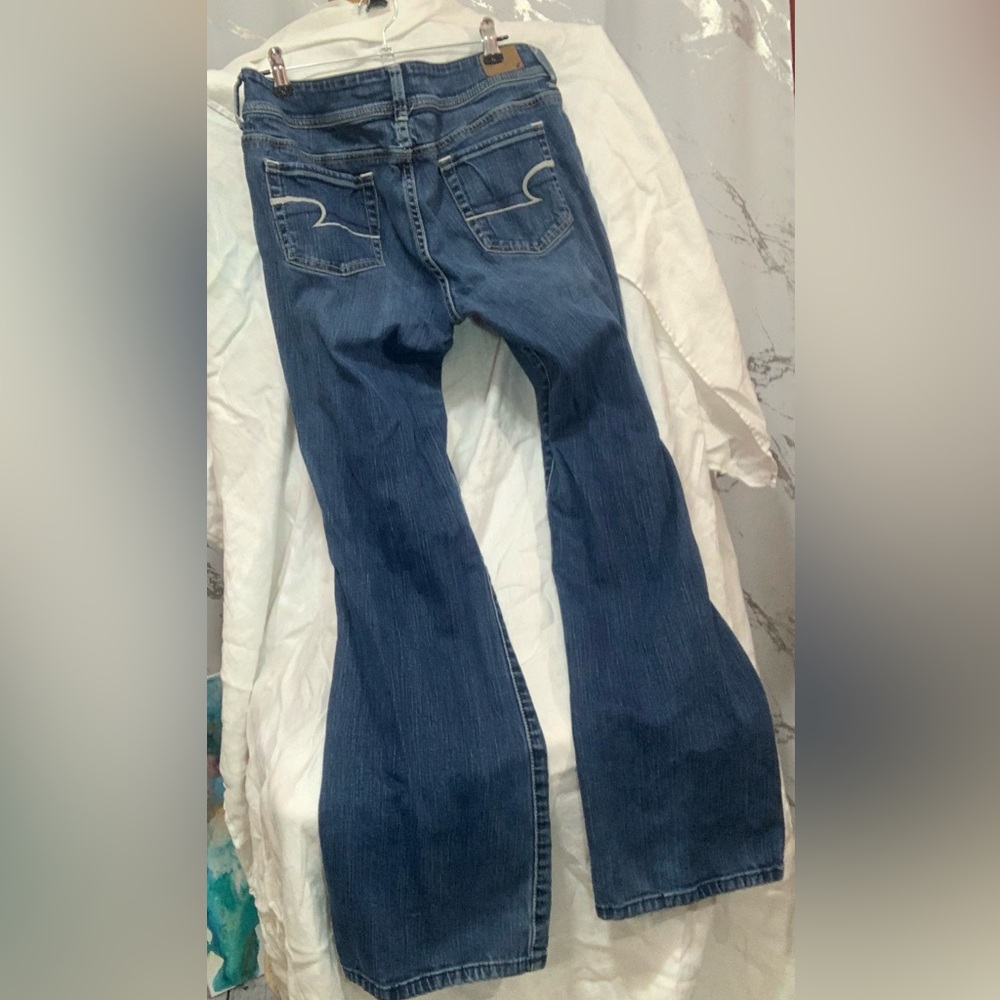 American Eagle Outfitters Women's Dark Blue Flared Jeans